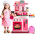 DRAMATION Kids Kitchen Playset, 27.1 Inches Play Kitchen with Sound and Light,