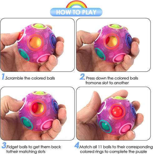 Vdealen Magic Rainbow Puzzle Ball, Fidget Toy for Boys & Girls, Brain Teaser for Birthday Party, Easter, Christmas