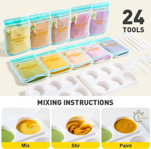 10 Jar Melo Washable Finger Paints Powder for Toddlers, Safe Paints for Baby's Hand and Feet, Non-Toxic Preschool Art