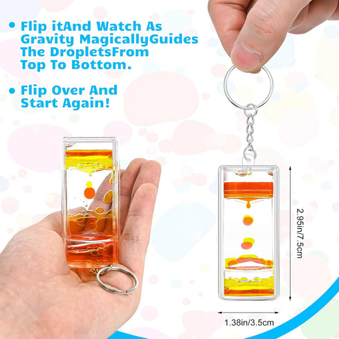 Dynamic Liquid Timers Key Chain Set, Colorful Motion Bubbler Timekeeper Keychains, Liquid Hourglass