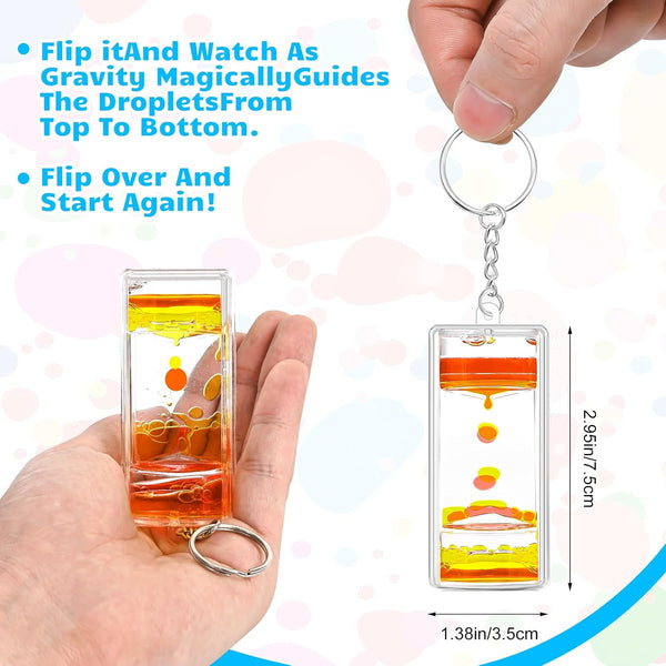 Dynamic Liquid Timers Key Chain Set, Colorful Motion Bubbler Timekeeper Keychains, Liquid Hourglass