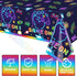 4Pcs Video Game Party Tablecloth - Neon Game On Rectangular Table Covers for Kids Birthday Party Decorations