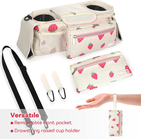 Universal Stroller Organizer with Insulated Cup Holders and Detachable Phone Bag,Stroller Caddy Fits for Stroller