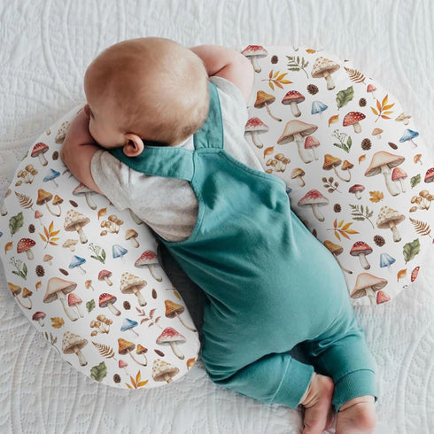 Watercolor Mushrooms Baby Nursing Pillow Covers for Boy Girl Mushrooms Leaves Nursing Slipcovers for Breastfeeding