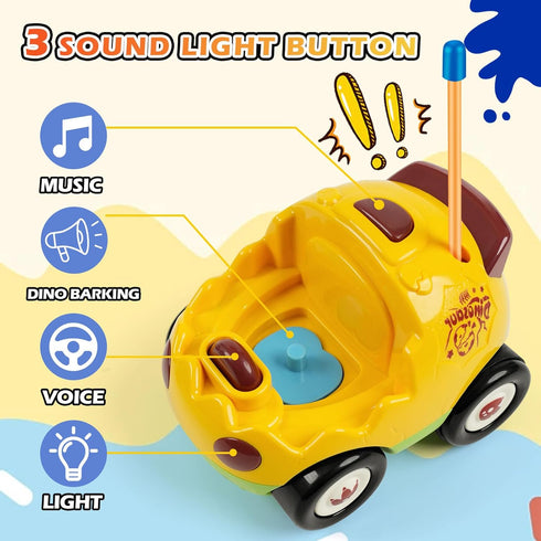 2-Pack 18+ 2 3 4 5 Remote Control Dinosaur Toy Car for Kids - Birthday Gifts for Boys Toddlers Ages Months, Year Old