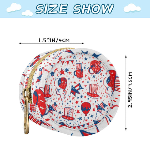 PYBUG Independence Day Pattern Round Pacifier Storage Case, Polyester & TPU Lined with Hook Buckle, Pacifier Container