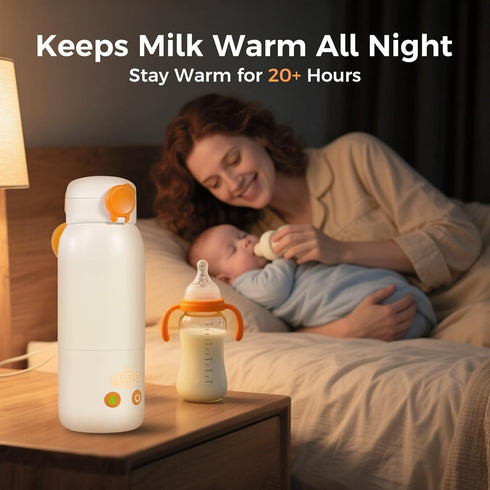 ACABEA 2-Minute 4-Level 12oz Portable Bottle Warmer for Travel, Fast Heating Precise Temperature Control Large Capacity