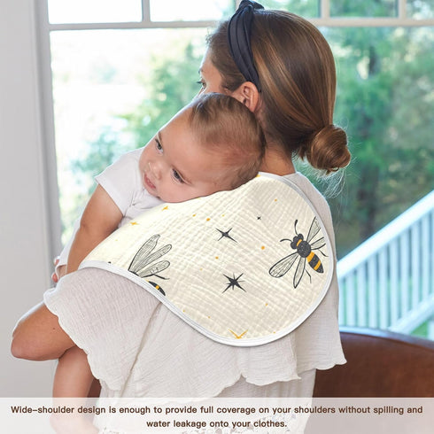 decor gift 4 Pack 22x11in Cotton Muslin Baby Burp Cloths Soft Touch Bees Beige Moon Stars Starry Feeding Cloth