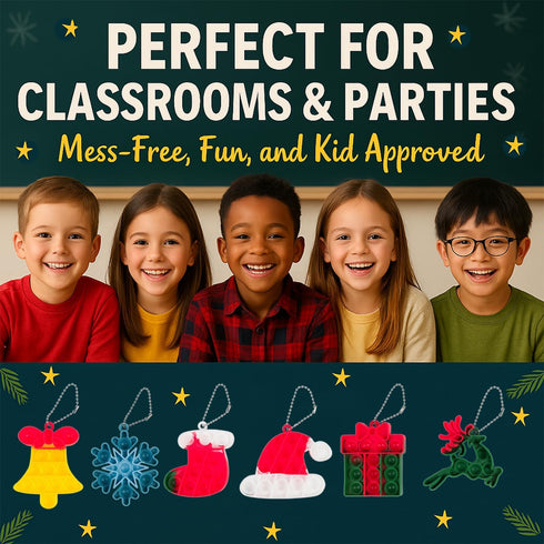 30 Pack Bulk Christmas Gifts for Students, Christmas Pop It Fidget Toys for Kids Classroom, Prizes, Stocking Stuffers