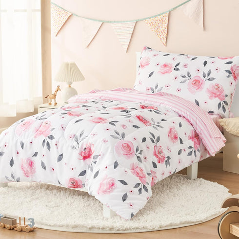 4 Set, Sets PHF Piece Toddler Bedding Ultra Soft Toddler Comforter Include Comforter, Fitted Sheet, Flat Top Sheet