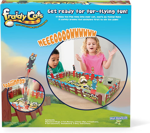 Fraidy Cats Interactive Kids Board Game, Cat Movers Go Flying with Motorized Dog, for 2 to 4 Players