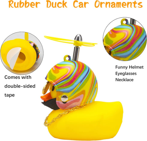 wonuu Rubber Duck Car Decorations, Cute Yellow Duck Dashboard Ornaments with Propeller