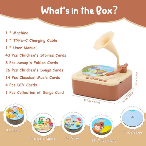 99 3+, Kids Phonograph with Cards, Toddler Record Player, Story & Music Player, Kids Music Player, Educational