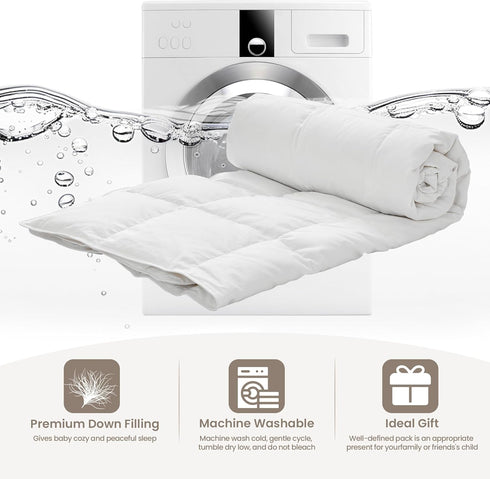 Summer 100% 33x43 Inches Toddler Goose Down Comforter Lightweight Cooling Baby Duvet Insert, Hypoallergenic Organic