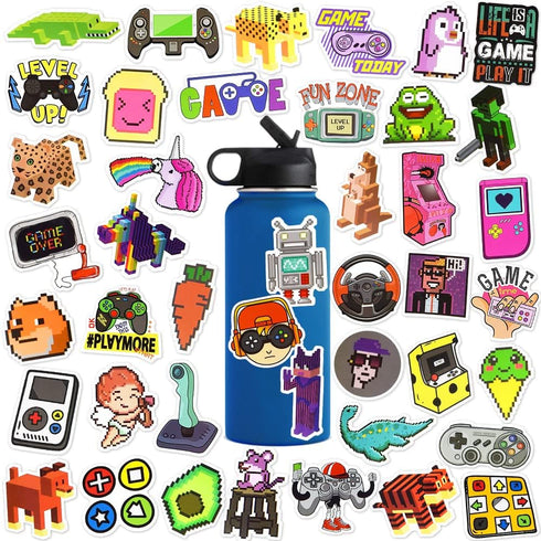 100 Pcs Video Game Stickers, Waterproof Vinyl Cool NFT Pixel Gaming Stickers for Scrapbook Laptops