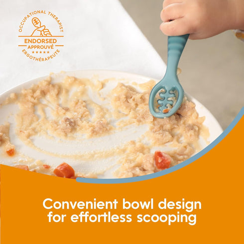 NumNum Baby Spoons Set, Pre-Spoon GOOtensils for Kids 12+ Months, Self Feeding Silicone Toddler Food Utensils