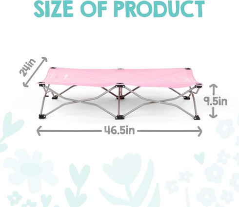 46.5 24 9.5, Regalo My Cot Portable Toddler Bed, Foldable Kids Travel Bed & Camping Cot, Lightweight Sleeping Cot