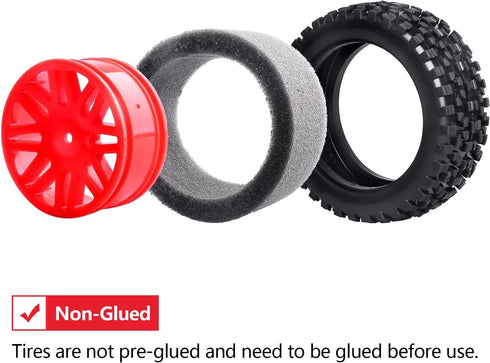 Hobbypark 12mm Hex RC 1/10 Buggy Wheels and Tires Set Height 3.46''(88mm) for Redcat Shockwave Tornado S30 EPX/PRO ExceedRC EP SunFire HSP Off Road Car