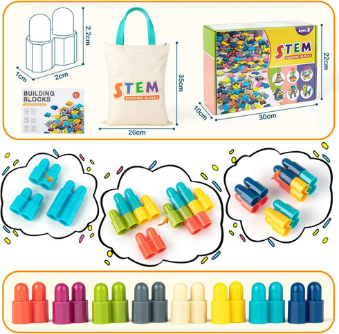 Kids 1120pcs Building Blocks Set, Educational STEM Toy for Boys and Girls, Learning Playset for Preschool Age 3+