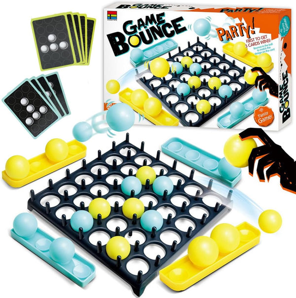 Bounce Ball Game for Family, Adults, Teens & Children with 9 Cards, 16 Balls, and 1 Game Grid - Perfect Holiday Toy
