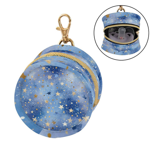 Pacifier Holder with Clip Pacifier Case for Diaper Bag Round Baby Pacifier Pouch Box Bag Portable Blue Romantic Golden