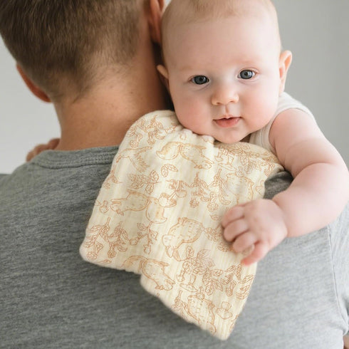 TDHD 5pcs 100% Four-Layer Cotton Soft Towels - Absorbent Feeding & Drool Bibs with Cute Patterns, | Beige | Children's