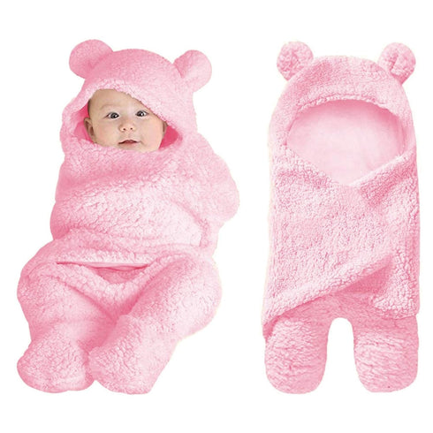 XMWEALTHY Cute Pink Plush Nursery Swaddle Blankets for Newborn Infant Girls Clothes