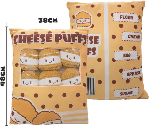 Cheesy Puffs Plush Pillow Stuffed Toy Game Pillow with Bag for Children Sleep Decoration