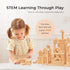 MEEYOO 100pcs 1-3, Natural Beech Wooden Building Blocks for Toddlers Wooden Blocks for Baby Shower with Storage Bucket