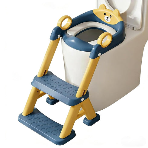 Gorocking Kids Potty Training Toilet Seat with Step Stool Ladder, Bear Design, Adjustable