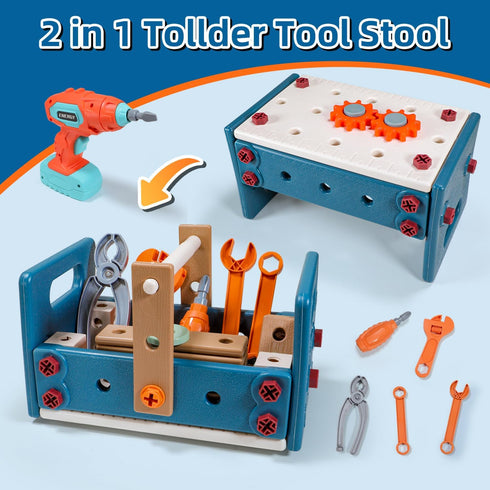 Set Drill,120Pcs Set ToolBench,Montessori 2+Year 2-4,Pretend 3-5 VEAIS Kids Tool with Toddler Tool with Toy