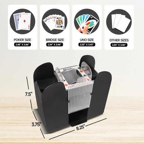 GSE Upgraded 1-6 Deck Automatic Card Shuffler, Battery-Operated Electric Shuffler Machines for Playing Cards, Blackjack, Texas Hold'em, Canasta, Bridge, Rummy, UNO Card Games