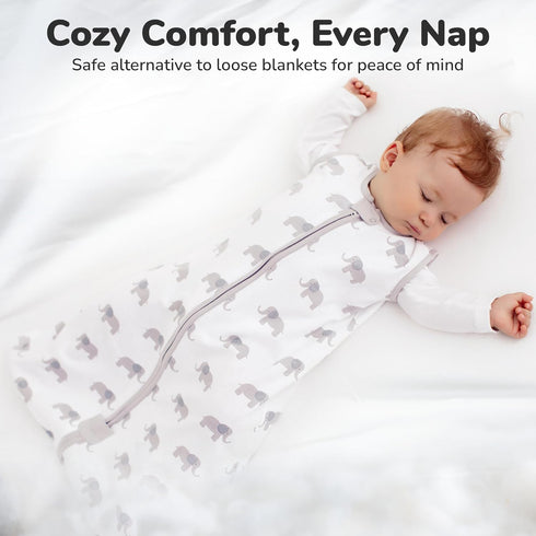 2.5 24-48 Mama Cheetah Baby Sleep Sack TOG, Organic Cotton Baby Wearable Blanket with Two-Way Zipper, Swaddle