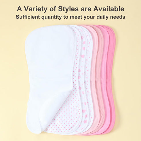 8-Pack 4-Layer Waterproof Baby Burp Cloths - Super Absorbent Fabric, Extra Soft Plush Spit Up Rags for Newborns
