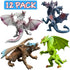 4 Inch Realistic Detail Dragon Toy Set, 12 Pcs Mini Dragon Figures with Gift Box for Kids