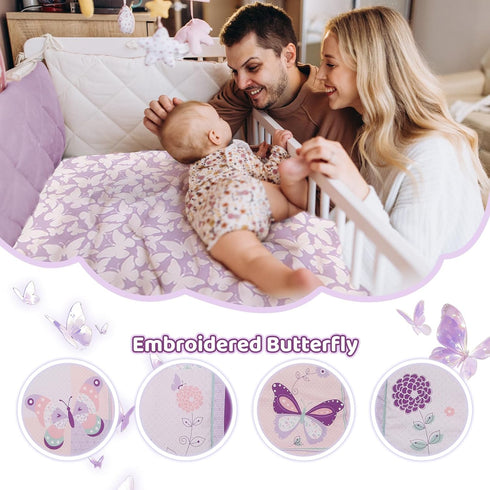 Set 3 Set, Set Wowelife Crib Bedding for Girls, Pieces Floral Butterfly Baby Girl Bedding Include Crib Comforter Fitted