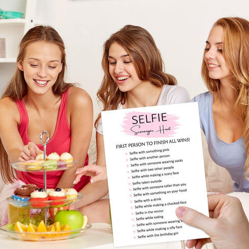 Birthday Party Game - Selfie Scavenger Hunt - Set of 20 Cards for Teen Girls Birthday Activity Supplies