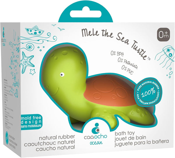 caaocho Mele The Sea Turtle Pure Natural Rubber Bath Toy - Hole Free, BPA Free for Infants