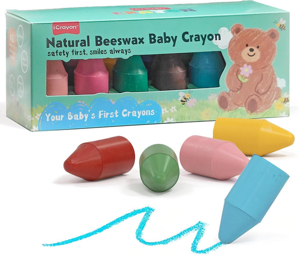 Soy & Beeswax Crayons for Toddlers, 12 Colors Non-Toxic Natural Crayons, Chunky