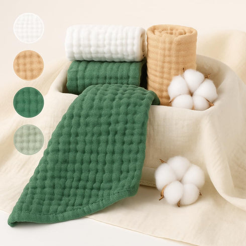 20"x10" Pack 6, Baby Burp Cloths Large Size of Beige Muslin Washcloths Super Absorbent, Soft on Sensitive Skin,No