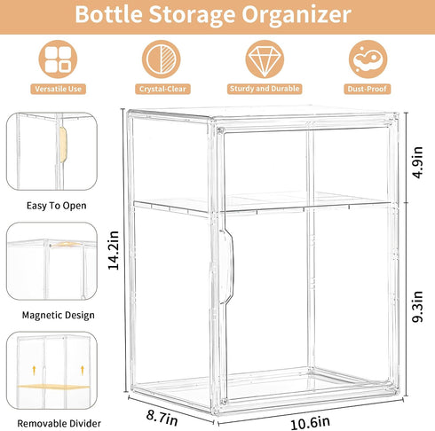 Countertop 2 Baby Bottle Storage Organizer for Cabinet, Tiers Nursery Clear Acrylic Bottles Station Organizers