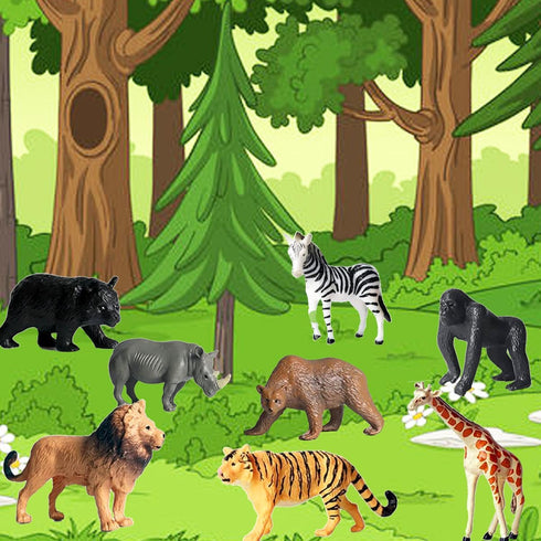 12 Pcs Realistic Mini Safari Zoo Animal Figurines - Plastic Educational Playset for Cake Toppers and Parties