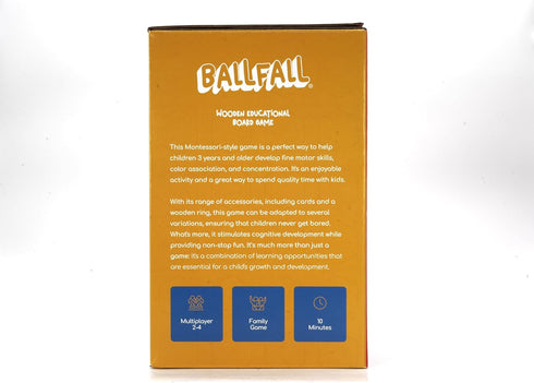 Nene Toys BALLFALL 4-in-1 Montessori Game with Colorful Sticks, Dice & Cards for Kids 3+ Years - Educational Wooden
