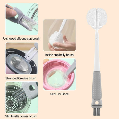 LERAO Set Brush,5 1 Water Bottle Cleaner Brush Bottle Scrubber in Cup Brush Travel Bottle Cleaning Brush,Removable