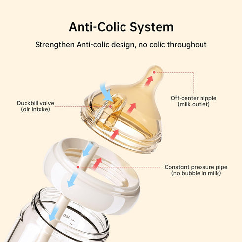 3 oz 5 oz 0-6 2 Pack 4pcs Natural Nursing Glass Baby Bottle - with Anti-Colic Vent System - BPA-Free, and with Slow