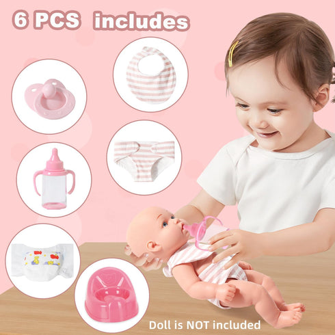 eDollable Set 12 inch Realistic Baby Doll Accessories Toys for Dolls Includes Doll Potty, Bib,Pacifier,Diaper