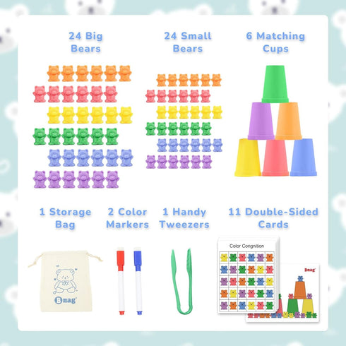 Bmag Counting Bears with Matching Sorting Cups - Preschool Math Learning Game for Kids Age 3-5