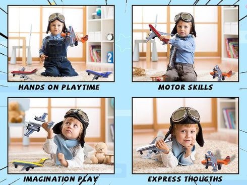 6 Pack Playset Crelloci Toy Airplane Mini Diecast Aircraft, Includes Glider and Airlines Planes for Birthday Party