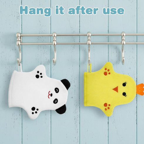 FNANJWQ 2 PCS Baby Bath Mitt Washcloths Gloves Panda Chicken Toddler Soft Washcloths for Kids Designed in Cute Animal