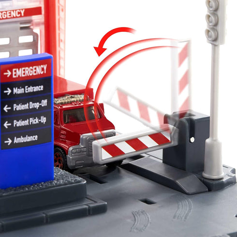 Matchbox Cars Playset - Action Drivers Helicopter Rescue & 1:64 Scale Toy Ambulance, Connects to Other Sets